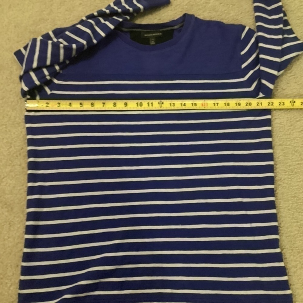 Banana Republic Men’s XL Tall Royal Blue Cream 100% Cotton Striped Sweater EUC - Picture 4 of 8